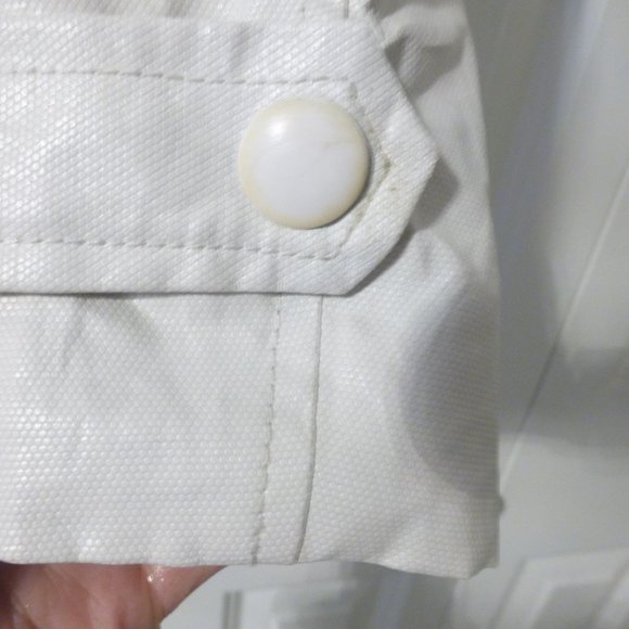 BEBE off white zip up faux leather jacket with light shoulder pads - Picture 16 of 16